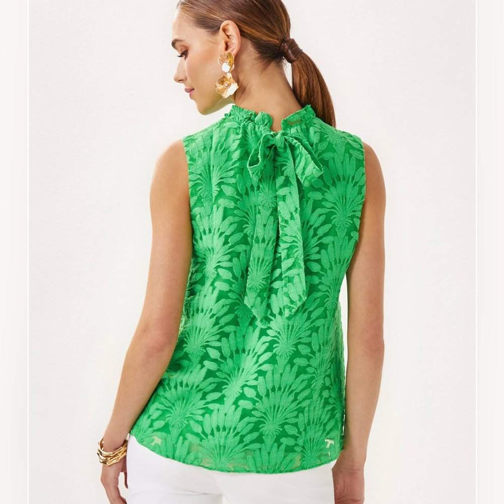 Lilly Pulitzer Sleeveless Green Jacquard Shell Top - Picture 2 of 8